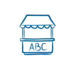 marktkraampje met handelsnaam ABC erop